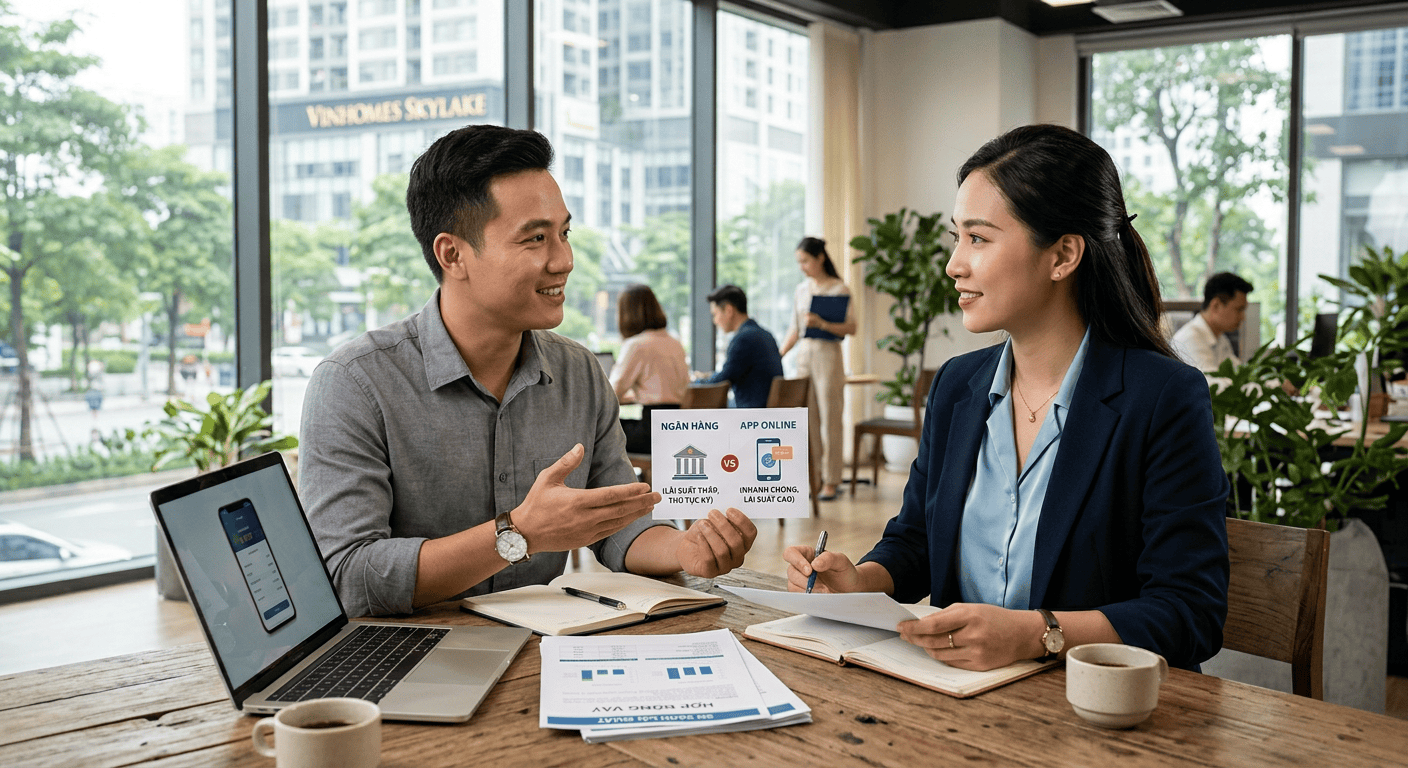 So sánh lãi suất vay ngân hàng và app online